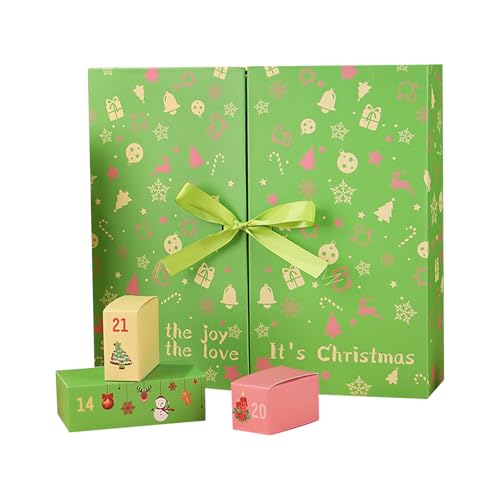 Leerer Adventskalender | 24-Fächer Leere Faltbare Weihnachts-Adventsboxen 2025 | Deko Partyschmuck für Geschenke Schmuck Karten | Schreibtisch Tisch Fensterbank von Generisch