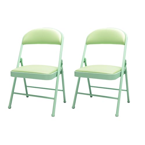 Leichte Klappstühle mit Kissen für den Innen- und Außenbereich, wasserdichtes PU-Leder, 200 kg Tragkraft, perfekt für Hochzeiten, Bankette, Kirchen und Veranstaltungen zu Hause (2er-Pack) – Grün von Generisch