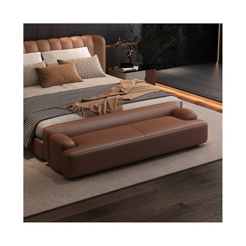 Leichte Luxus-Bank am Ende des Bettes, minimalistischer Sofa-Hocker für Wohnzimmer und Schlafzimmer, stilvolle Ottomane zum Schuhwechsel und zur Garderobe, kleine Kaffeefarbe von Generisch