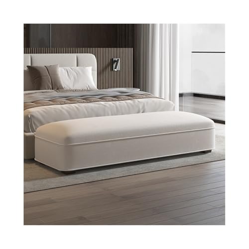 Leichte Luxus-Bett-Endbank, moderner Lederhocker für Schlafzimmer, Garderobe und Wohnzimmer, cremefarben, lange Couch für stilvolle Heimdekoration von Generisch