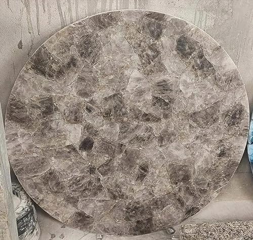 Leichte Rauchquarz-Esstischplatte I Epoxid-Sofa in der Mitte I Light Smoky Quartz Konferenztischplatte für Büro I Runde Restaurant-Tischplatte 137,2 x 137,2 cm von Generisch