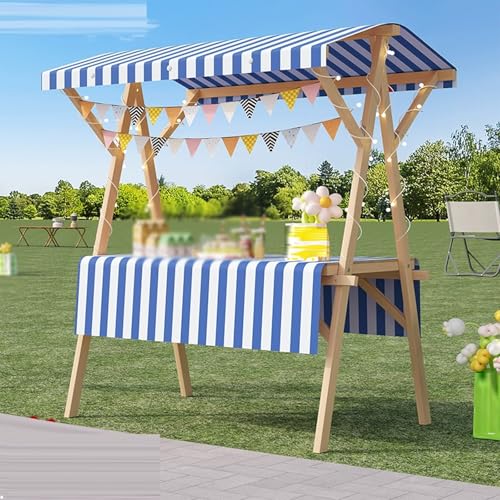 Leichter, faltbarer Lebensmittelwagen mit Rädern – tragbarer Händlerwagen aus Holz für Outdoor-Märkte, Bauernmärkte und Handwerksshows – kommerzieller Kioskstand, mehrere Farben (gelb, 120 x 60 cm) von Generisch