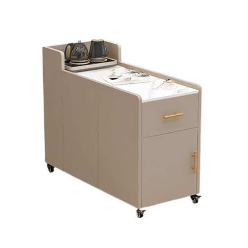 Leichter Luxus-Sofa-Seitenschrank – Steinplatte Sideboard für Wohnzimmer, stilvoller Ablagetisch und Ecktisch, kleiner Couchtisch, Khaki (90 x 35 x 75 cm) von Generisch