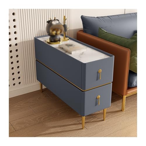 Leichter Luxus-Sofa-Seitenschrank aus Massivholz – Ultra schmaler kleiner Beistelltisch für Wohnzimmer Aufbewahrung & Display – Elegantes Leder-Sideboard – moderne Möbellösung von Generisch