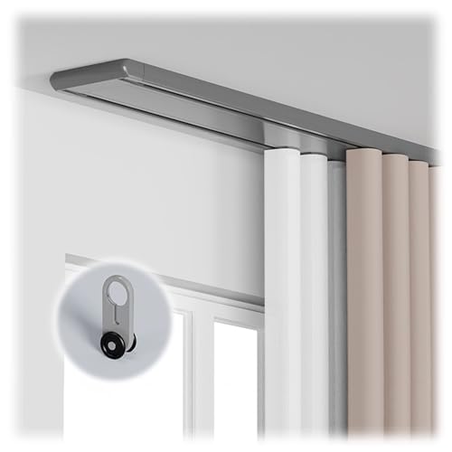 Leise Metall-Vorhangschiene mit Doppelschienen, langlebiges Aluminium-Deckenschienensystem, einfache Installation mit Stahlrollen und Befestigungsschrauben, 190 cm, graue Gardinenstange. Leise Metall-Vorhangschiene mit Doppelschienen, langlebiges Aluminium-Deckenschienensystem, einfache Installation mit Stahlrollen und Befestigungsschrauben, 190 cm, graue Gardinenstange. von Generisch