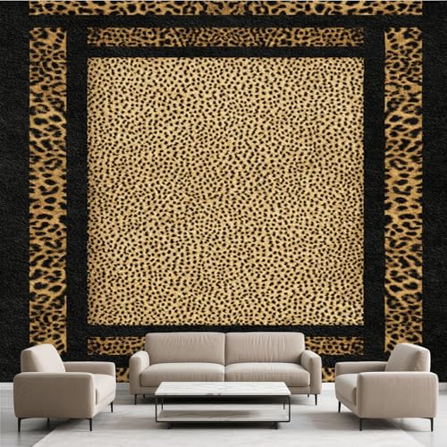 Leopardenmuster Rahmen Tapete Selbstklebende Fototapete Tierfell Tier Tapeten Afrika Exotisch Wandtapete Vinyl Wasserdicht Wandaufkleber für Wohnzimmer Schlafzimmer Küchen 250x370 cm von Generisch