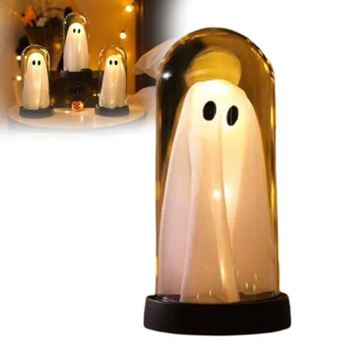 Leuchtender Geist in Glocke, beleuchtete Geisterfigur, Glasglocke mit LED-Geist, Halloween-Geisterstatue, Lichter, Dekorationen, Glasglocke, Geisterdekoration, Halloween-Geist mit Licht von Generisch