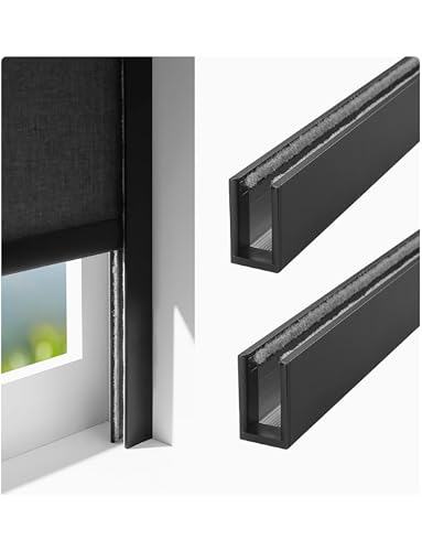 Lichtblockierstreifen aus Aluminiumlegierung, U-Kanal, Lichtblockierstreifen for Schlafzimmer for Fensterrollos und Jalousien/Seitenschienenschiene for Verdunkelungsrollos(Black,220cm/86.6in/7.2ft) von Generisch
