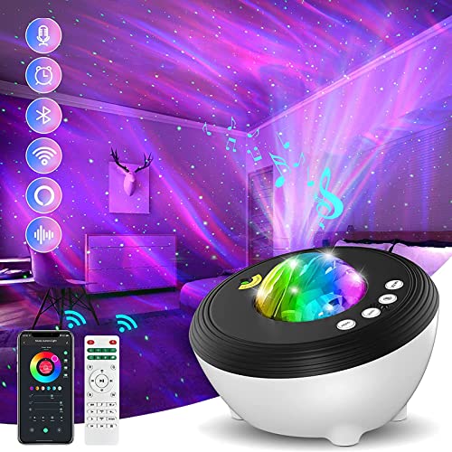Lichtprojektor mit Fernbedienung und Bluetooth-Lautsprecher, LED-Sternenhimmel-Nachtlicht mit Timer-Design für sensorische Musik, Party, Schlafzimmer von Generisch