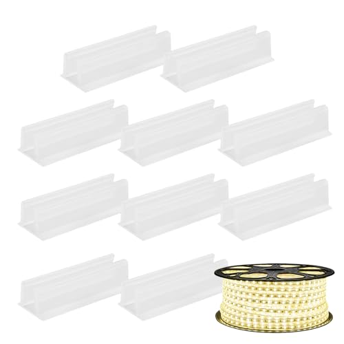 Lichtschlauch-Clips – Klare wasserdichte LED-Streifen-Clip-Klammern | 10 Stück transparente Halterungen Halter selbstklebend wasserdicht für Küche Outdoor Indoor Weihnachtsdekoration von Generisch