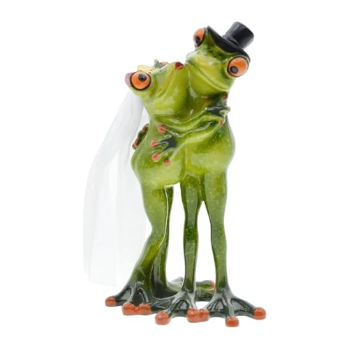 Liebespaar Frosch Dekofigur Hochzeitspaar Skulptur aus Kunstharz Romantische Frosch Braut & Bräutigam Figur Handgemachte Sammelfigur für Hochzeitstisch & Valentinstag Niedliche Tischdeko für Zuhause von Generisch