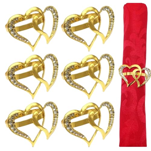 Liebesserviettenringe, Herz Serviettenringe, 6X hohlausleitende Strass-Serviettenschnalle, Heimdekoration, Partyzubehör für Hochzeit, Dinnerparty Liebesserviettenringe, Herz Serviettenringe, 6X hohlausleitende Strass-Serviettenschnalle, Heimdekoration, Partyzubehör für Hochzeit, Dinnerparty von Generisch