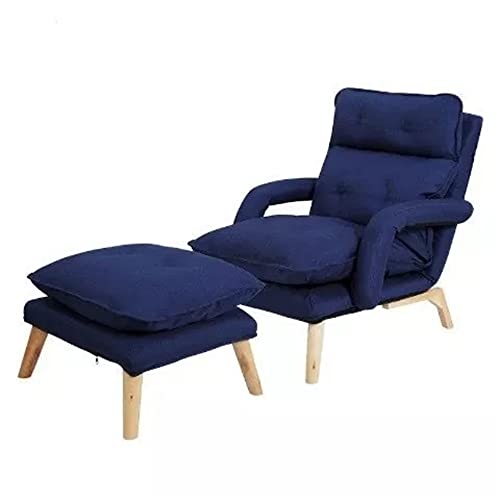 Liegesessel Polstersessel Abnehmbarer & Waschbarer Stoff Verstellbare Rückenlehne Lounge Stuhl Bequemer Sessel für Wohnzimmer (Whitestyle) von Generisch