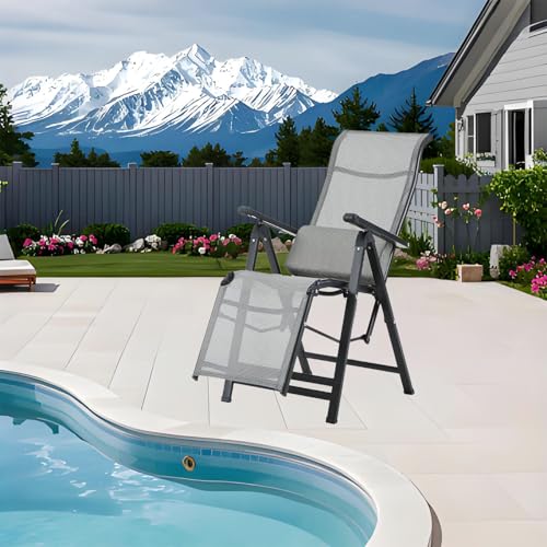 Liegestuhl Klappbar Sonnenliege,Gartenliege Relaxliege für Mittagspause Belastbar 200kg 3-Fach Verstellbare Rückenlehne Ergonomisch für Schwimmbäder Strand (1) von Generisch