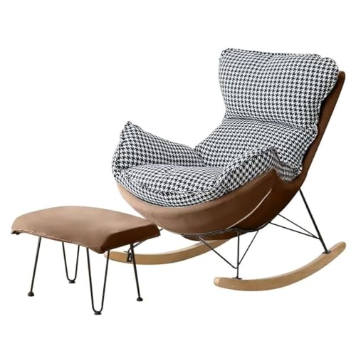 Liegestuhl Schaukelstuhl mit Fußhocker - Moderner Sessel für Wohnzimmer, Balkon oder Schlafzimmer, weicher Schlafsessel Loungesessel Liegestuhl Schaukelstuhl mit Fußhocker - Moderner Sessel für Wohnzimmer, Balkon oder Schlafzimmer, weicher Schlafsessel Loungesessel von Generisch