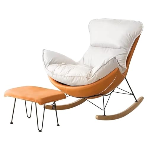 Liegestuhl Schaukelstuhl mit Fußhocker - Moderner Sessel für Wohnzimmer, Balkon oder Schlafzimmer, weicher Schlafsessel Loungesessel Liegestuhl Schaukelstuhl mit Fußhocker - Moderner Sessel für Wohnzimmer, Balkon oder Schlafzimmer, weicher Schlafsessel Loungesessel von Generisch