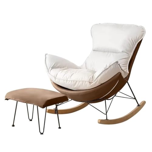 Liegestuhl Schaukelstuhl mit Fußhocker - Moderner Sessel für Wohnzimmer, Balkon oder Schlafzimmer, weicher Schlafsessel Loungesessel Liegestuhl Schaukelstuhl mit Fußhocker - Moderner Sessel für Wohnzimmer, Balkon oder Schlafzimmer, weicher Schlafsessel Loungesessel von Generisch