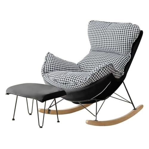 Liegestuhl Schaukelstuhl mit Fußhocker - Moderner Sessel für Wohnzimmer, Balkon oder Schlafzimmer, weicher Schlafsessel Loungesessel Liegestuhl Schaukelstuhl mit Fußhocker - Moderner Sessel für Wohnzimmer, Balkon oder Schlafzimmer, weicher Schlafsessel Loungesessel von Generisch