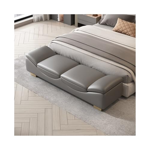 Light Luxury End of Bed Bench - Dark Gray Ottoman Sofa for Bedroom, Living Room & Entryway - Large Chaiselongue Style Shoe Storage & Seating Solution von Generisch