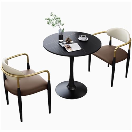 Light Luxury Office Reception Guest Table & Chair Set Single Sofa Chair Small Round Tea Table for Balcony Metal Base Modern Design for Negotiation & Relaxation von Generisch