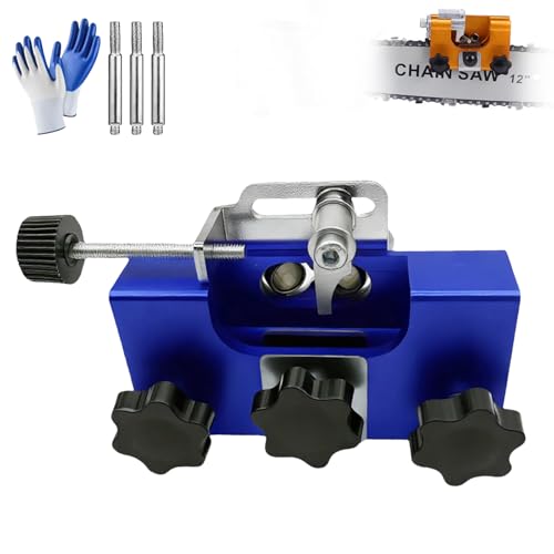 Lilcher Chainsaw Sharpener with Tungsten Burr File, Upgraded Hand-Cranked Chainsaw Sharpening Kit with Grinding Head, Portable Chainsaw Tool for 4-20'' Chain Saw (Blue) von Generisch