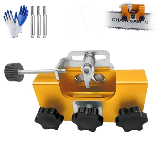 Lilcher Chainsaw Sharpener with Tungsten Burr File, Upgraded Hand-Cranked Chainsaw Sharpening Kit with Grinding Head, Portable Chainsaw Tool for 4-20'' Chain Saw (Yellow) von Generisch
