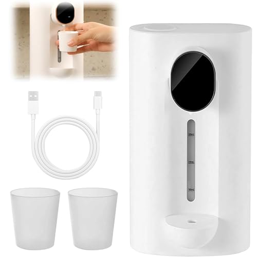 Limited Shot-Station Mini Dispenser, 540 ml wandmontierter Alkoholspender, Spirituosenspender für Hausbars, Automatisches Mundwasser Geeigneter Whisky mit 2 Gläsern (White) von Generisch