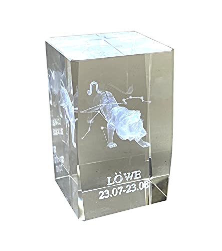 Löwe 3D Glas Kristall Quader XL Sternzeichen im Hochformat - von WWW.Vienna-Fashion.at - Wien Österreich Austria - Setzkasten Deko Vitrine (Löwe) von Generisch