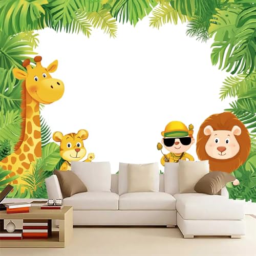 Löwe Fototapete selbstklebend 3D Effekt Cartoon-Tiere Wandgemälde Tapete für Wände Schlafzimmer Wohnzimmer Schlafzimmer TV-Hintergrund Kinderzimmer Dekoration （400 x 280 cm） von Generisch