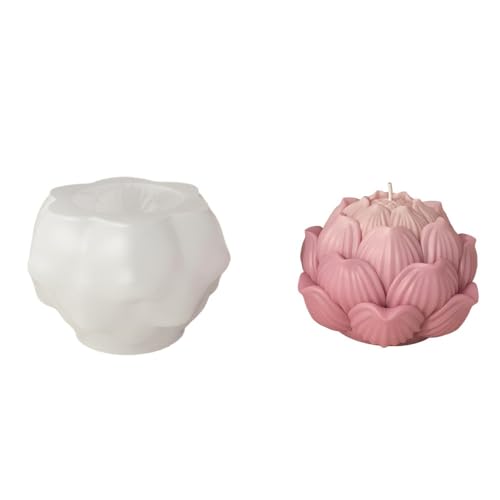 Lotusblüte Kerze Seifenherstellung Kuchen Dekorieren Lustige DIY Handwerk 3D Blumenform Silikonwachs Kerzenherstellung Blume Harz Form von Generisch