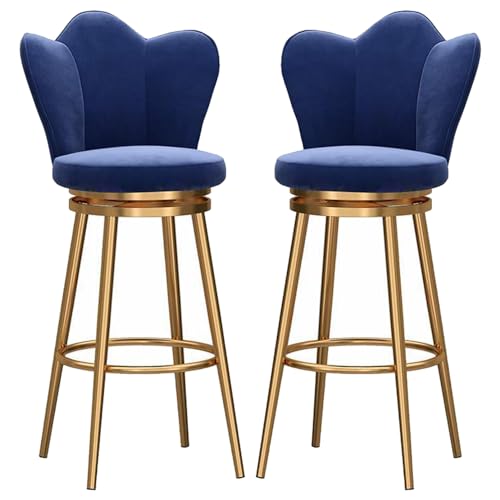 Loungesessel, 2er-Set, Barhocker mit hoher Rückenlehne, samtweich gepolsterten Sitzen und goldfarbenen Metallbeinen, für Esszimmer, Wohnzimmer, Küche (Sitzhöhe 65 cm) von Generisch