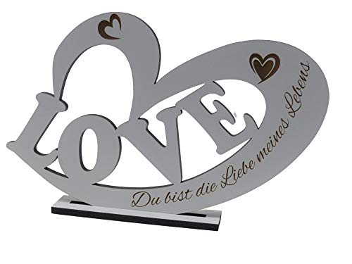 Love Aufsteller Du bist die Liebe meines Lebens weiß Schild Geschenk Deko HDF Liebe Valentin von Generisch