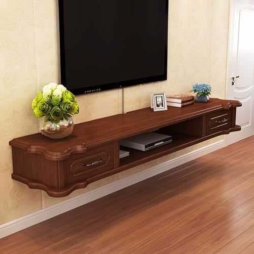 Lowboard Hängend im Landhausstil, Fernsehtisch mit Schubladen und Offenem Ablagefach, Wandregal for Wohnzimmer Unter Dem TV- und Entertainment-Center von Generisch
