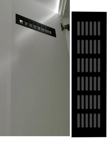 Lüftungsgitter, Lüftungsgitter mit Lamellen aus Aluminiumlegierung, rostfreie Küchenspüle und Schranklüftung for Kleiderschrank, Schuhschrank, Badezimmer, Wände(Black,150x600mm/5.9x23.6in) von Generisch