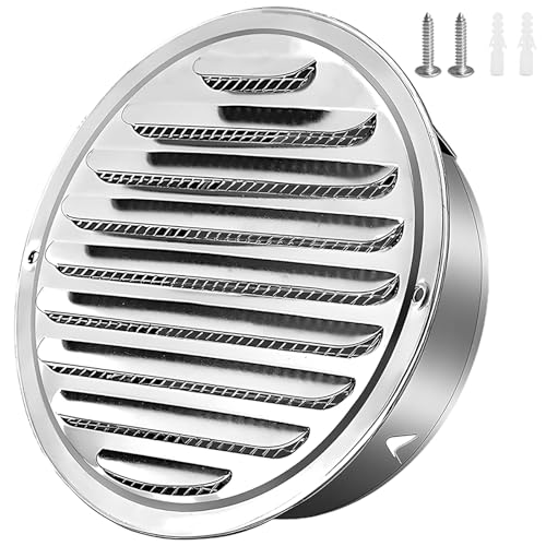 Lüftungsgitter Edelstahl 304, Verdickt Wand Tellerventil, Rund Abluftgitter Entlüftungsabdeckung mit Insektschutzgitter, Wandlüftungsgitter, Für Küchen Badezimmer Schränke Usw(160mm) von Generisch