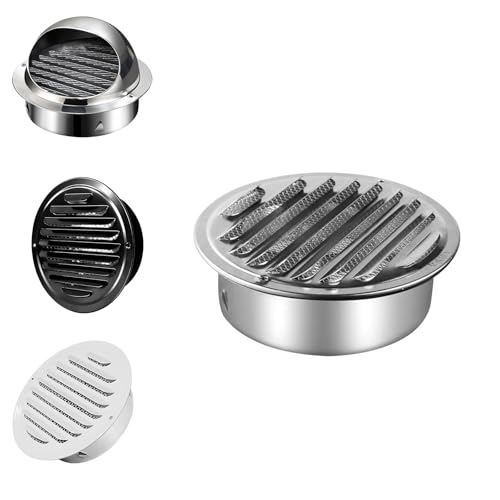 Lüftungsgitter Edelstahl Abluftgitter Wetterschutzgitter 70mm 120mm 160mm 200mm Entlüftungsabdeckung Schutzgitter Abdeckung für Außen Küche Garage(Flat Silver,110mm) von Generisch