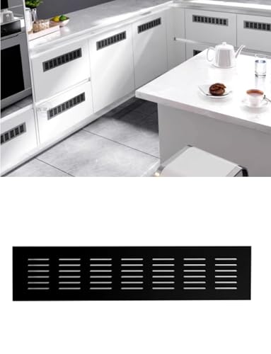 Lüftungsgitter aus Aluminiumlegierung, rechteckig, for Kleiderschrank, Schrank, Badezimmertür, Lamellendesign, mehrere Größen, 4 Stück(Black,6x80cm/2.4x31.5in) von Generisch