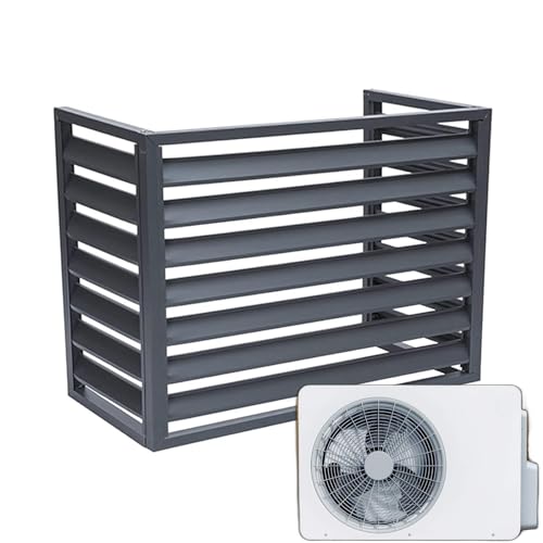 Luftwärmepumpenabdeckung – Aluminium-Klimaanlagen-Sichtschutzzaun – graue flache Oberseite für Kondensator – Maße (L x B x H) 120 x 70 x 150 cm von Generisch