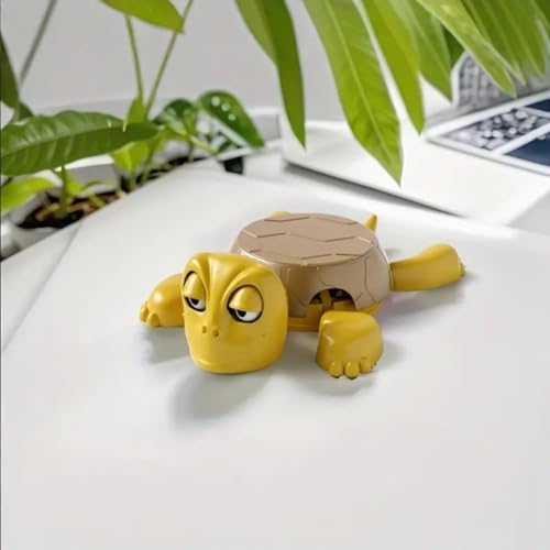 Lustiger Schildkröten-Untersetzer | Kreativer Anti-Rutsch Becherhalter mit Geräuscheffekt | Hitzebeständige Tassenunterlage in Tierform | Schreibtisch-Deko für Büro & Zuhause (Gelb, Braun) von Generisch