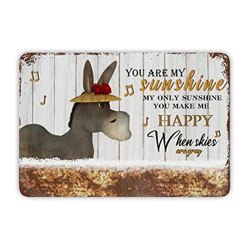 Lustiges Esel-Metallschild "You are My Sunshine" Blechschild, Shabby-Chic-Stil, Garten, hängendes Poster, Bauernhoftier-Dekor-Schild, Herbst-Wandkunst für Bauernhaus, Zuhause, Küche, Badezimmer von Generisch