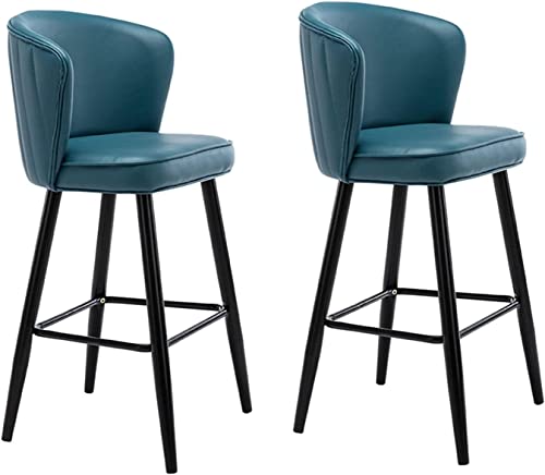Luxuriöse Barhocker aus PU-Leder, 2er-Set, mit Armlehne und Rückenlehnen, für Bistro, Esszimmer, Theke, Höhe Samt, Barhocker für Kücheninsel von Generisch