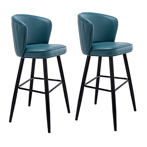 Luxuriöse Barhocker aus PU-Leder, 2er-Set, mit Armlehnenlehnen und Samt-Sitz, Hochstühle für Bistro, Esszimmer, Frühstücksinsel, Vollmond-Design von Generisch