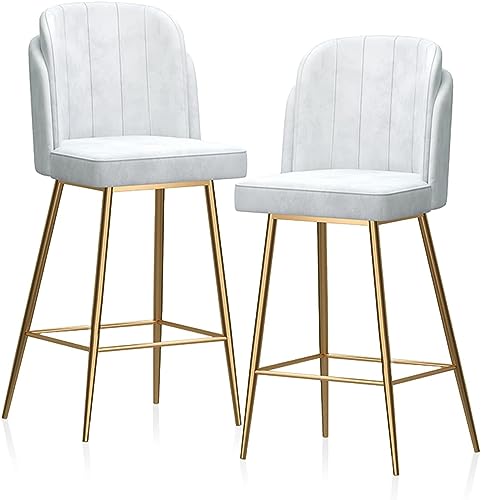Luxuriöse Barhocker aus Samt mit eleganten goldfarbenen Metallbeinen, 2er-Set, gepolsterte Thekenhocker für Ess- und Frühstücksbar, 65 cm Sitzhöhe, stilvolle und bequeme Sitzlösung von Generisch