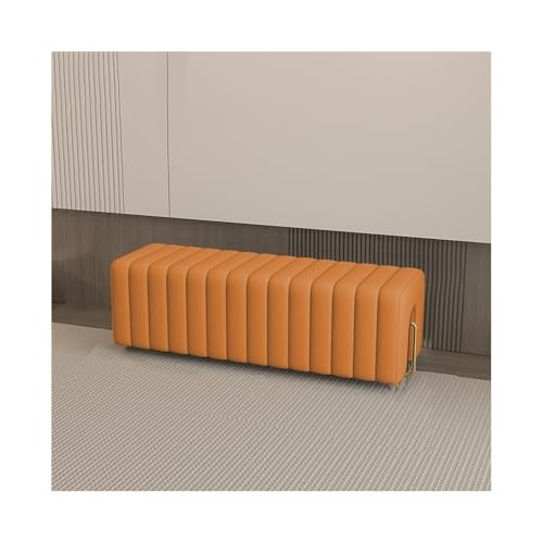 Luxuriöse Bettbank – Stilvoller Schlafzimmer-Ottomane & Schuhregal, moderne Aufbewahrungslösung für Kleidung, eleganter orangefarbener gepolsterter Couchhocker von Generisch