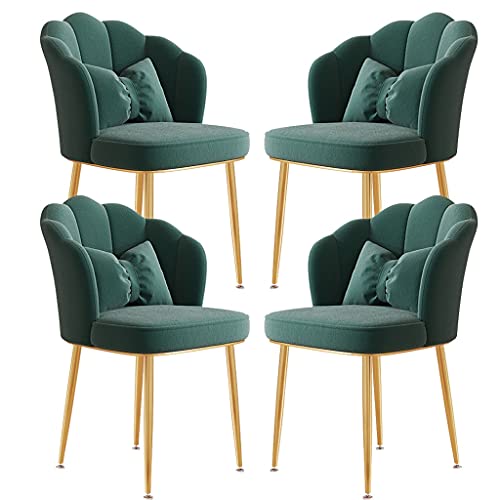 Luxuriöse Esszimmerstühle aus Samt, 4er-Set, mit goldfarbenen Metallbeinen, für Zuhause, Arbeitszimmer oder Schminktisch, Grün von Generisch
