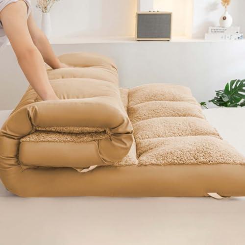 Luxuriöse Futon-Matratze aus Lammwolle für Schlafzimmer, Queen-Size-Größe, dicke und gemütliche Bodenmatratze mit Rückengurten, faltbar und leicht zu verstauen, 120 x 200 cm, 3 kg, Khaki Luxuriöse Futon-Matratze aus Lammwolle für Schlafzimmer, Queen-Size-Größe, dicke und gemütliche Bodenmatratze mit Rückengurten, faltbar und leicht zu verstauen, 120 x 200 cm, 3 kg, Khaki von Generisch