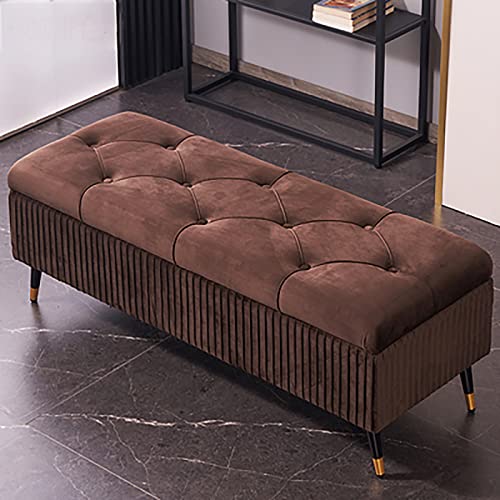 Luxuriöse Ottoman-Bank aus Samt, moderner Schlafzimmer-Eingangssitz mit Kissen, stilvoller brauner Behälter für Bettwäsche, 80 x 45 x 45 cm Luxuriöse Ottoman-Bank aus Samt, moderner Schlafzimmer-Eingangssitz mit Kissen, stilvoller brauner Behälter für Bettwäsche, 80 x 45 x 45 cm von Generisch