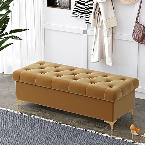 Luxuriöse Ottoman-Bank mit Stauraum, moderne Samt-gepolsterte Aufbewahrungsbank für Schlafzimmer und Wohnzimmer, Braun, 100 x 40 x 40 cm (39 x 16 cm), stilvolle Bettmöbel von Generisch