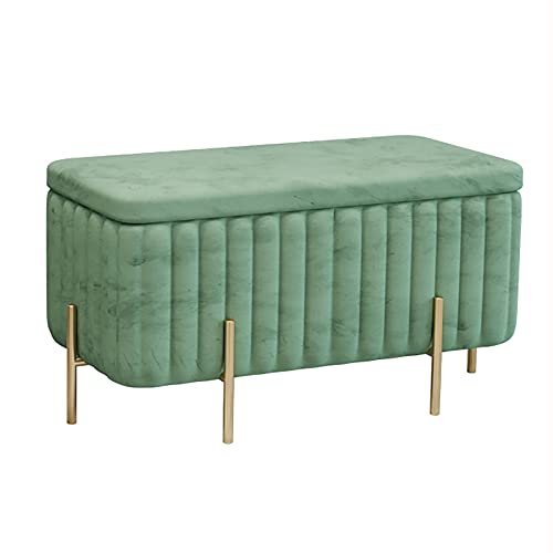 Luxuriöse Ottomane aus Samt mit Stauraum und Metallbeinen, zeitgenössisch, weiches Ende des Bettes, Sitzfläche, grüne Fußstütze, perfekt für Schlafzimmer und Schminktisch, 60 x 45 x 42 cm Luxuriöse Ottomane aus Samt mit Stauraum und Metallbeinen, zeitgenössisch, weiches Ende des Bettes, Sitzfläche, grüne Fußstütze, perfekt für Schlafzimmer und Schminktisch, 60 x 45 x 42 cm von Generisch