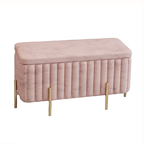 Luxuriöse Ottomane aus Samt mit Stauraum und Metallfüßen – moderner weicher Hocker und Fußstütze, 70 x 45 x 42 cm, perfekt für Schlafzimmer von Generisch